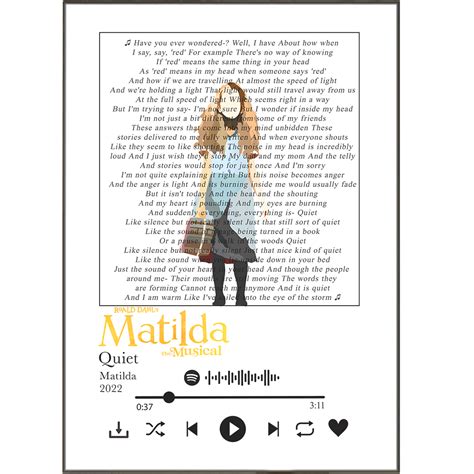 Matilda- Quiet Music Lyrics to your Wall with this Unique 98 Poster ...