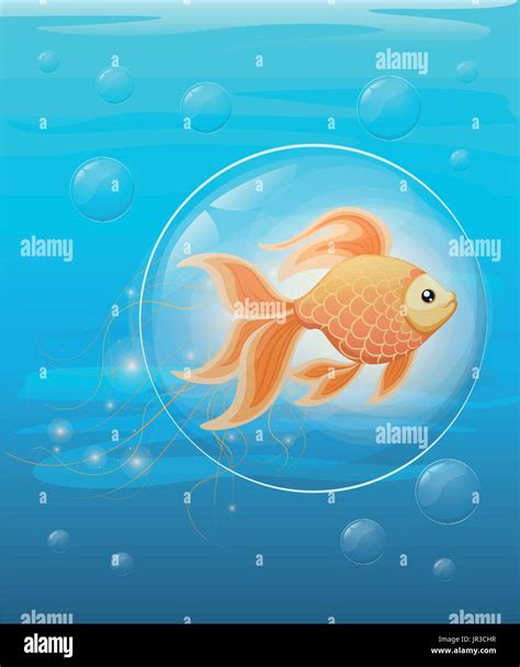 Vector Illustration Isolated On Background Goldfish Aquarium Fish