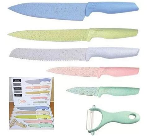 Kit completo de cuchillos de cerámica con pelador de colores MercadoLibre