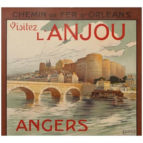 Affiche Ancienne Visitez L Anjou Angers Saumur D A Dubos 1910