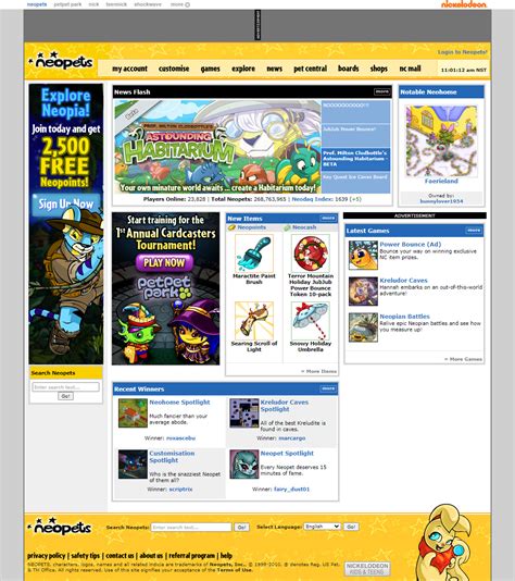 Neopets in 2010 - Web Design Museum