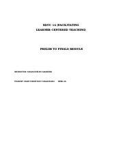 Facilitating Answers Docx EDUC 14 FACILITATING LEARNER CENTERED