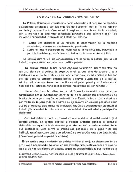 Pdf PolÍtica Criminal Y PrevenciÓn Del Delito