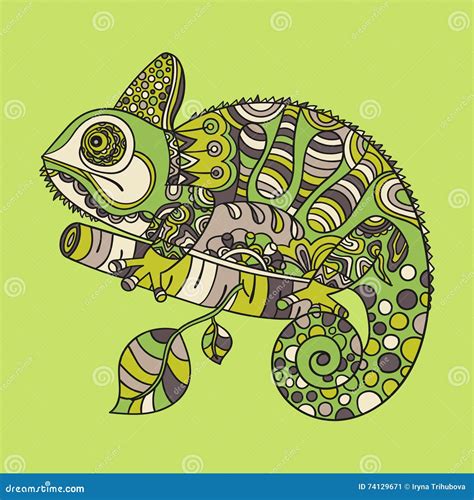 Hand Drawn Chameleon Stock Vector Illustration Of Fabric