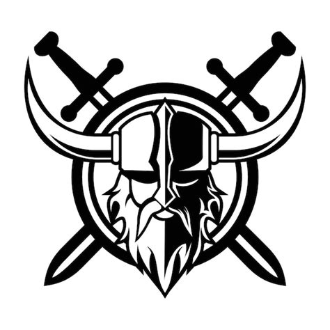 Premium Vector Viking Warrior Man Vector Icon Symbol Black And White