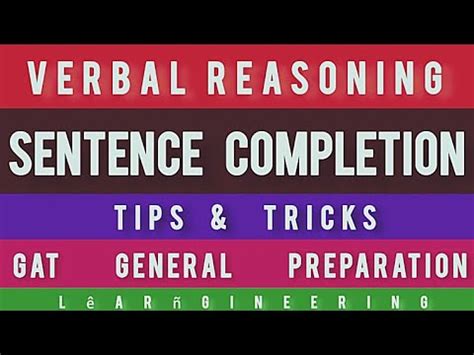 Sentence Completion Mcqs Tricks Techniques Verbal Reasoning YouTube