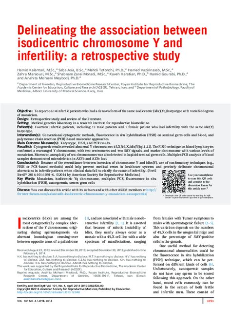 Pdf Delineating The Association Between Isodicentric Chromosome Y And Infertility A