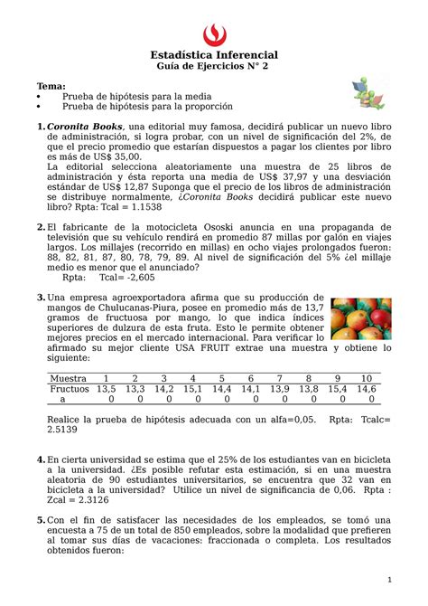 Ma Semana Sesi N Gu A De Ejercicios Estad Stica