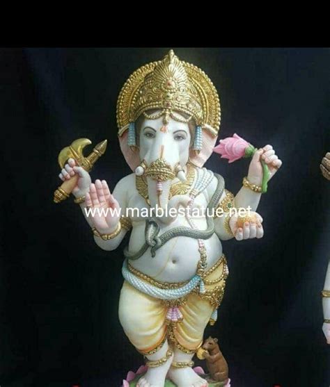 White Makrana Marble Standing Ganesh Statue Size 12 To 120 Inches At