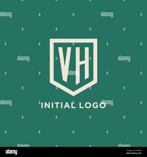 VH Initial Logo Monogram Shield Geometric Shape Design Vector Graphic