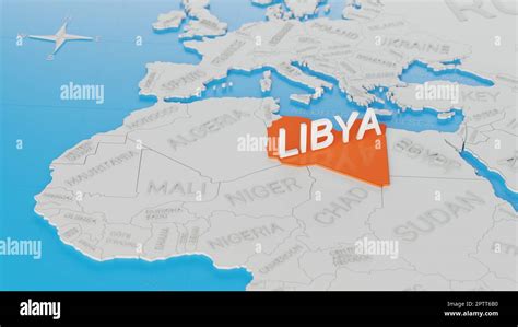 Libya Highlighted On A White Simplified D World Map Digital D Render