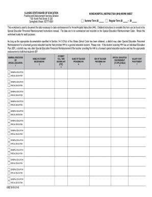 Fillable Online Isbe 5j0 50 Home Hospital Instruction Work Sheet Isbe