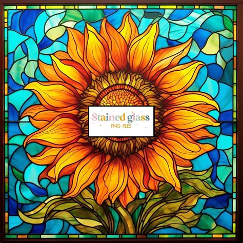 Sunflower Stained Glass Png Sublimation Flowers Stained Glass Etsy