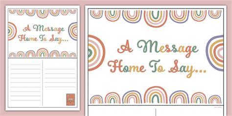 New Muted Rainbow Themed Message Home Postcards Twinkl