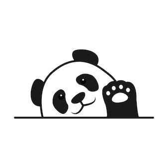 Premium Vector Cute Panda Paws Up Over Wall Panda Face Cartoon Icon