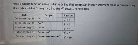 Solved Write A Racket Function Named Star String That