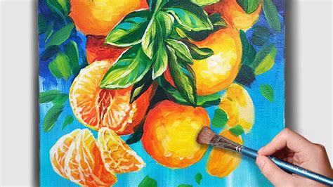 How To Paint Tangerine Acrylic Painting For Beginner Easy Fruits