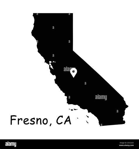 Fresno En El Mapa Del Estado De California Mapa Detallado Del Estado De Ca Con El Pin De