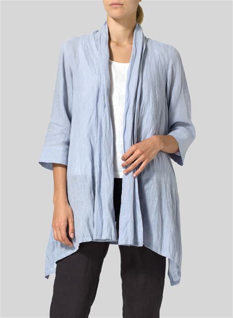 Linen Open Front Jacket Plus Size