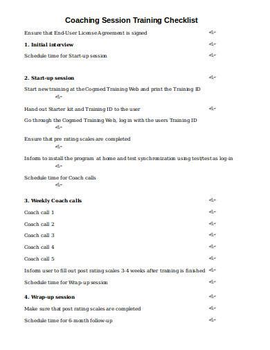 Free 6 Coaching Session Checklist Samples In Pdf Doc