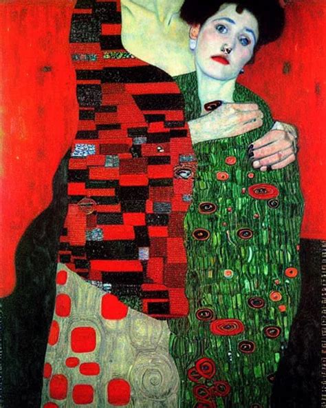 Red Green And Black Painting By Gustav Klimt Stable Diffusion Openart