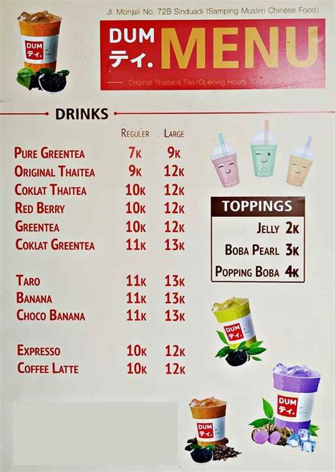 Contoh Daftar Menu Thai Tea Boba Drinks Imagesee