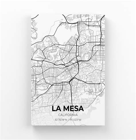 La Mesa California City Map Canvas Art City Map Art City Etsy