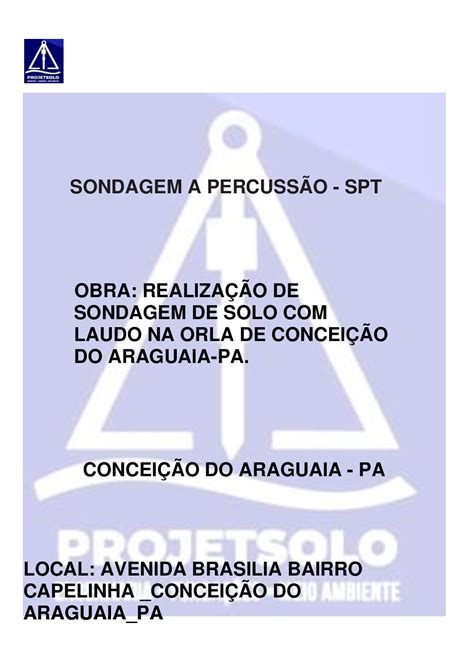 Relatorio Sondagem Spt Orla Secretaria Municipal EsporteconceiÇÃo Do Araguaia26112021