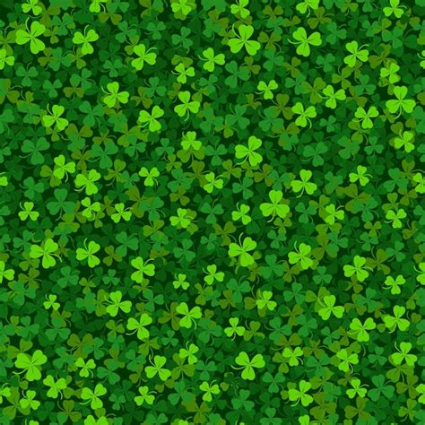 Premium Vector Green Clover Shamrock Seamless Pattern St Patricks Day