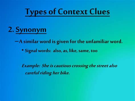 Types Of Context Clues Examples