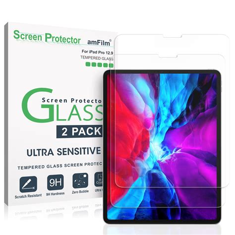 AmFilm IPad Pro 12 9 Screen Protector 2 Pack Case Friendly Tempered