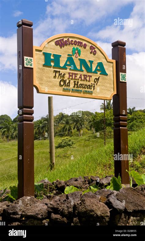 Welcome Sign In Remote Hana On Northern Eastern Hi Res Stock