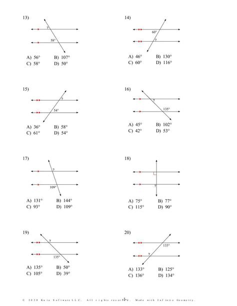 Parallel Lines And Transversals Worksheet Equations And Transversals