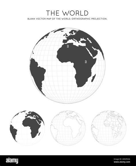 Map Of The World Orthographic Projection Globe With Latitude And