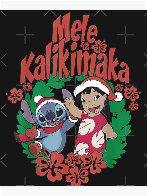 Lilo And Stitch Christmas Mele Kalikimaka Wreath Poster For Sale By Jungneyladakh Redbubble