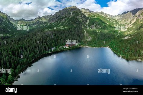 Panoramic View Of Poprad Lake Popradske Pleso A Famous Destination