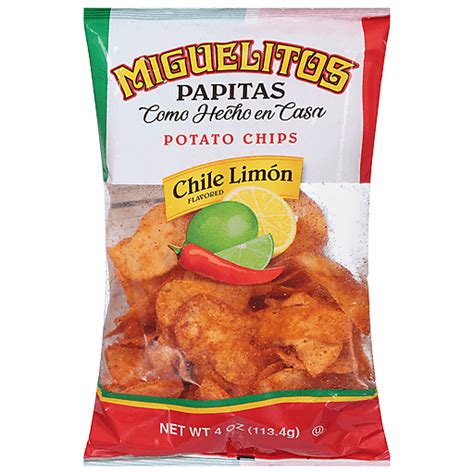 Miguelitos Potato Chips Chile Limon Flavored 4 Oz Snacks Chips