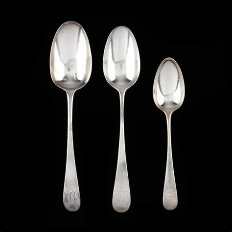 Three George Iii Silver Spoons Marks Of Hester Bateman Lot