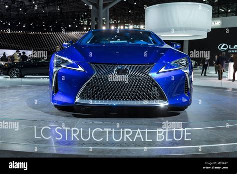 New York Usa 28th Mar 2018 Lexus Lc500 Lc Structural Blue Coupe On Display At 2018 New York