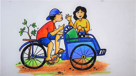 Cara Menggambar Tukang Becak Menggambar Tukang Becak Gambar Becak