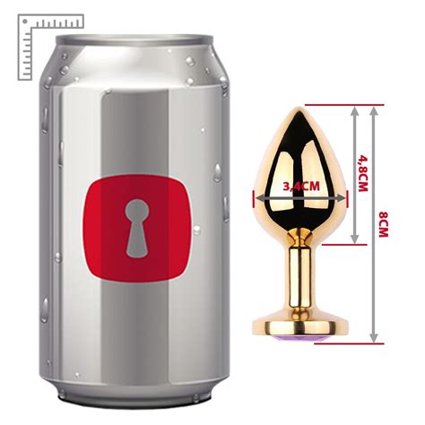 Plug Anal Joia em Aço Redondo Dourado Tamanho M Roxo Sex Shop Loja do Prazer