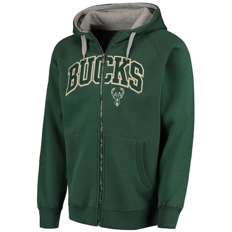 Men's Milwaukee Bucks Antigua Hunter Green Victory Full-Zip Hoodie ...