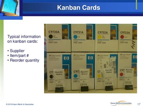 Kanban Cards Typical information on