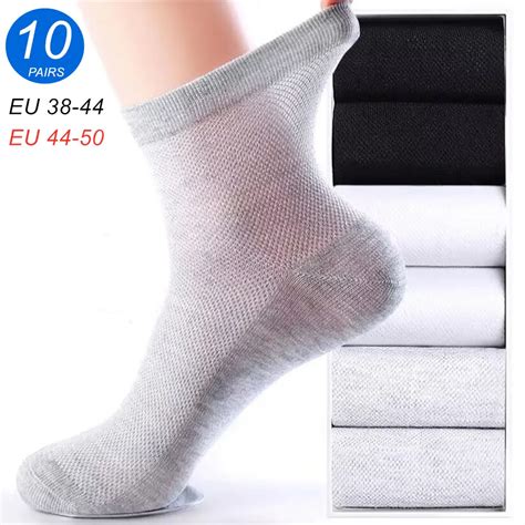 10 Pairs Pack Breathable Mesh Men Cotton Socks Big Size 38 50 Spring