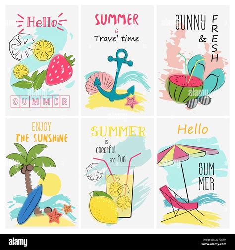 Sommerferien Urlaub Poster Set Gru Karte Und Gru Karte Mit Schriftzug