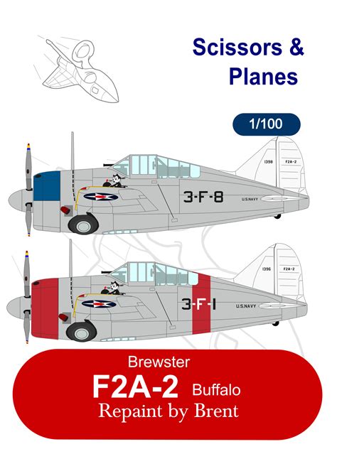 1/100 Brewster Buffalo F2A-2 USS Saratoga Paper Model - EcardModels