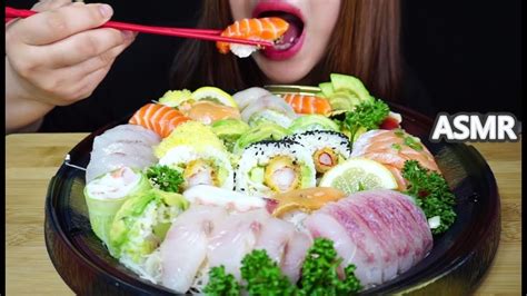 Asmr Sushi Plattersashimi Mukbangeating Show 리얼사운드 모듬초밥과 회 먹방 Asmr