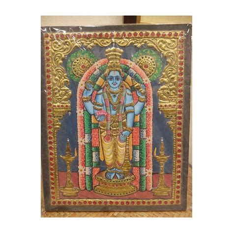 22ct Gold Handmade Lord Vishnu Guruvayurappan Tanjore Painting