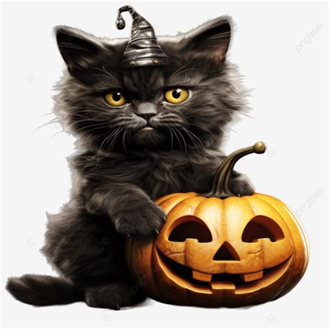 Un Lindo Gato Negro Con Halloween Png Dibujos Un Lindo Gato Negro Con