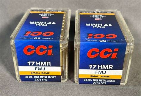 2 New Boxes Of 50 CCi 17 HMR 20 Gr FMJ Cartridges 2 Times The Money